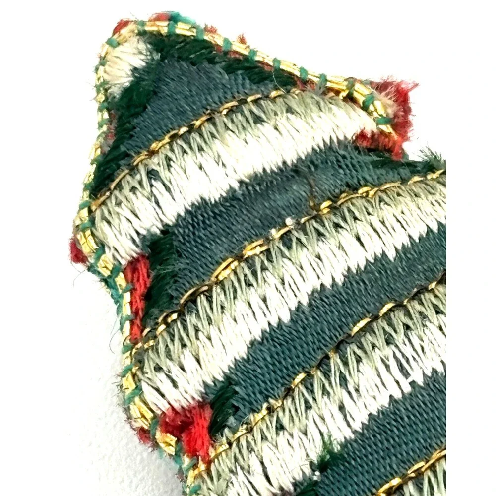 Embroidered Cloth Santa Christmas Ornament Stuffed Vintage Two Sided Old World‎